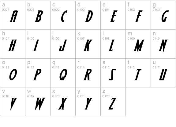 Wolf's Bane Bold Italic lowercase a-z preview