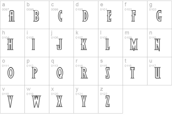 Wolf's Bane Bold Outline lowercase a-z preview