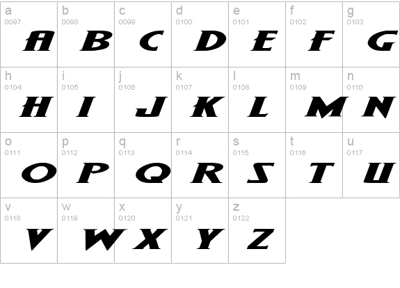 Wolf's Bane Expanded Italic lowercase a-z preview