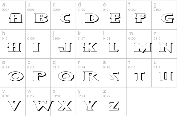 Wolf's Bane Expanded Outline lowercase a-z preview