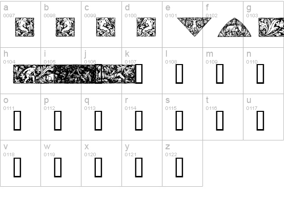 Woodcut1 lowercase a-z preview