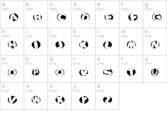 WoodcuttedCapsInversFS lowercase a-z preview