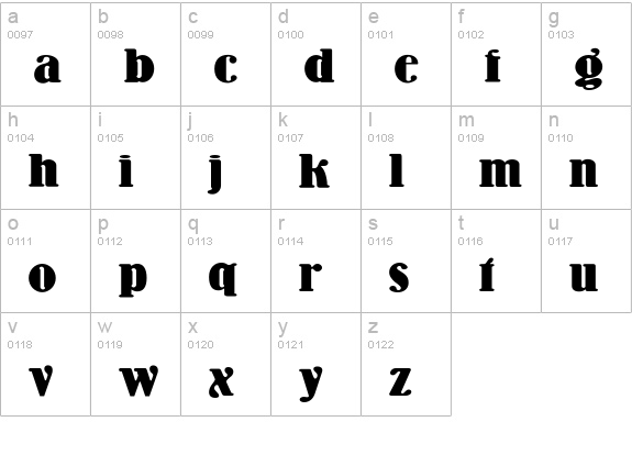 Wooden Nickel NF lowercase a-z preview