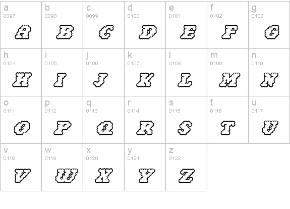 WoollyOutline lowercase a-z preview