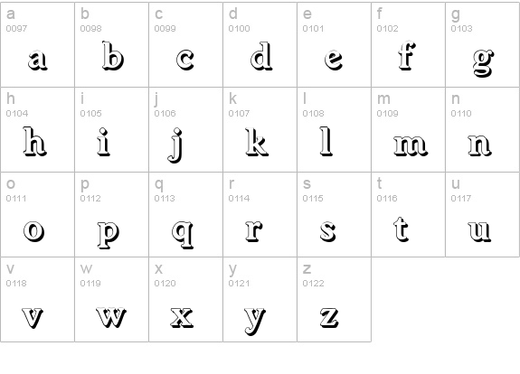 WorcesterShadow-Bold lowercase a-z preview
