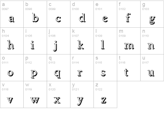 WorcesterShadow-Regular lowercase a-z preview