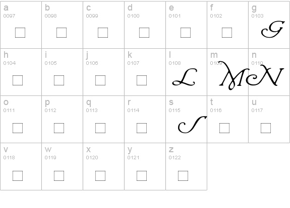 Wrenn Initials lowercase a-z preview