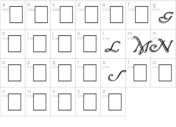 Wrenn Initials Shadowed lowercase a-z preview