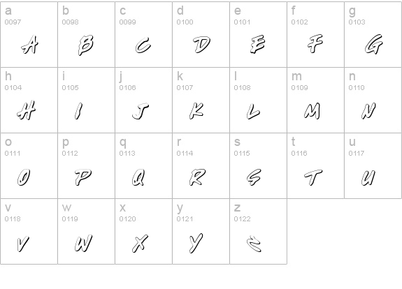 Write Off Outline lowercase a-z preview