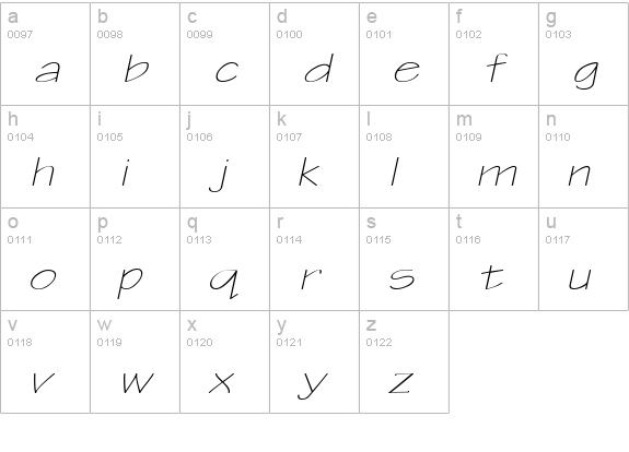 WriteExtended Oblique lowercase a-z preview