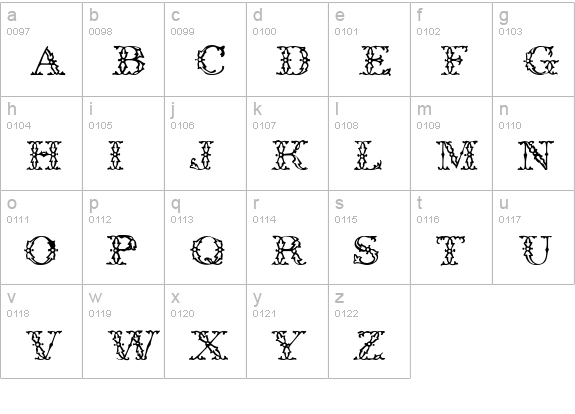 WroghtIron lowercase a-z preview