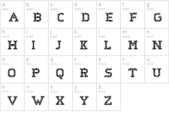 WurstchenOutlined lowercase a-z preview