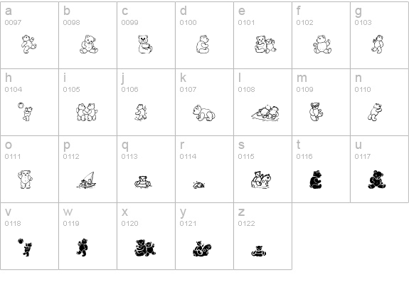WWBearySpecial lowercase a-z preview