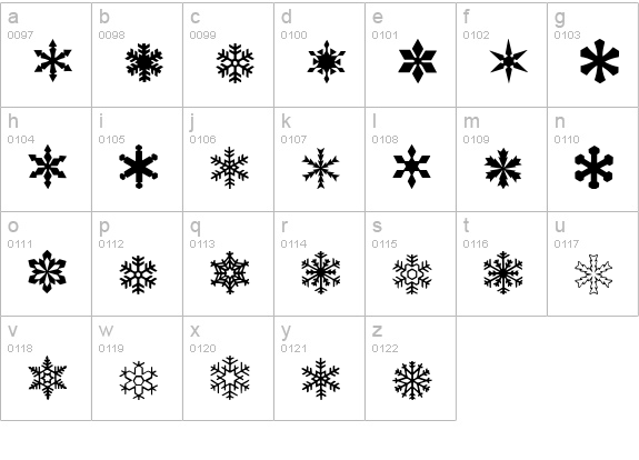 WWFlakes lowercase a-z preview
