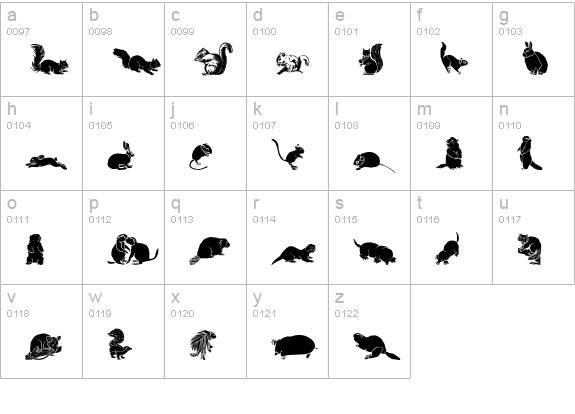 WWFurryFriends lowercase a-z preview