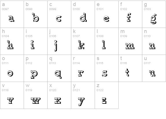 WyomingMacroniShadRight lowercase a-z preview