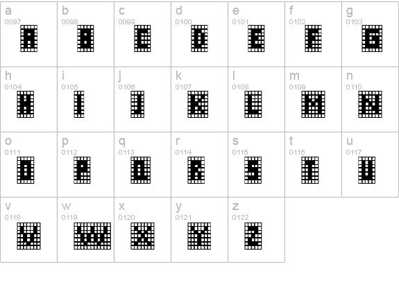 X-Grid lowercase a-z preview