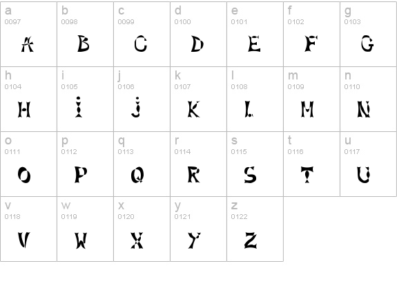 X Lines lowercase a-z preview