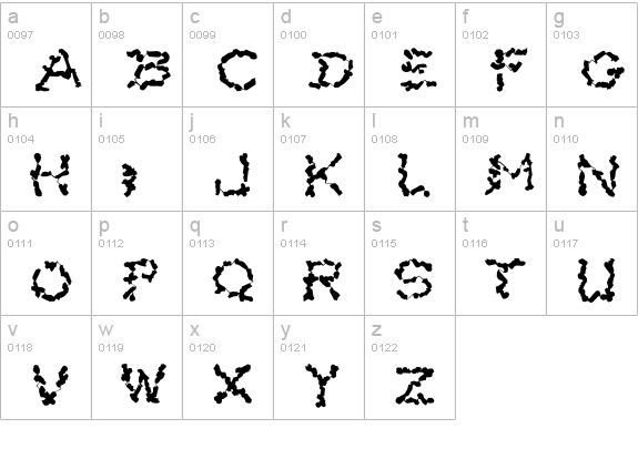 X-Pain lowercase a-z preview