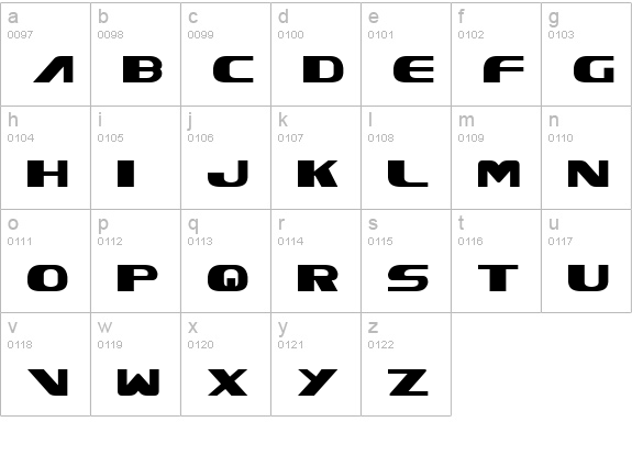 Xcelsion lowercase a-z preview