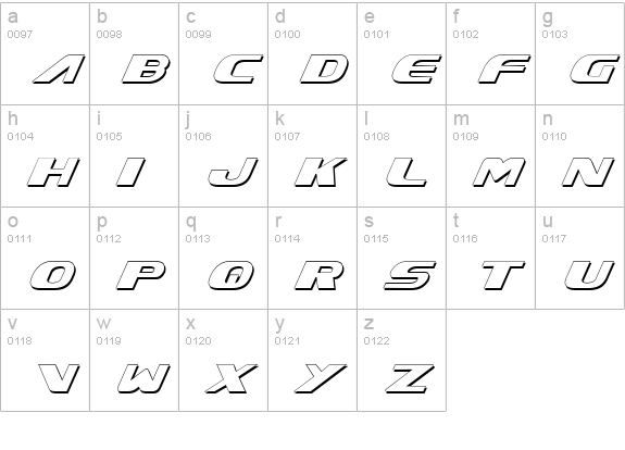 Xcelsion Shadow Italic lowercase a-z preview