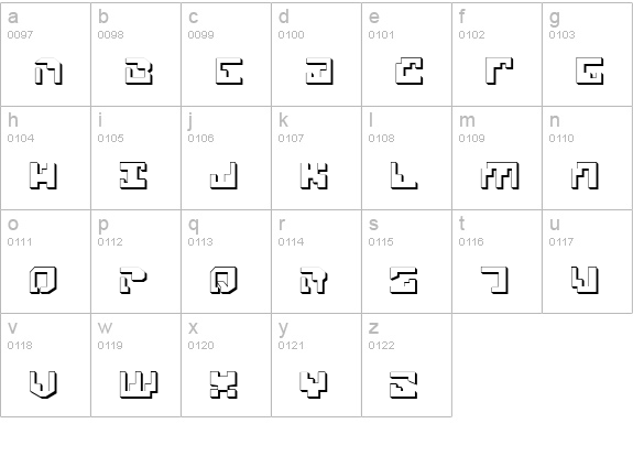 Xenophobia 3D lowercase a-z preview