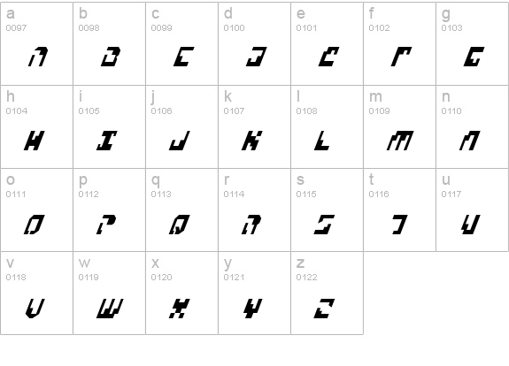 Xenophobia CondItal lowercase a-z preview