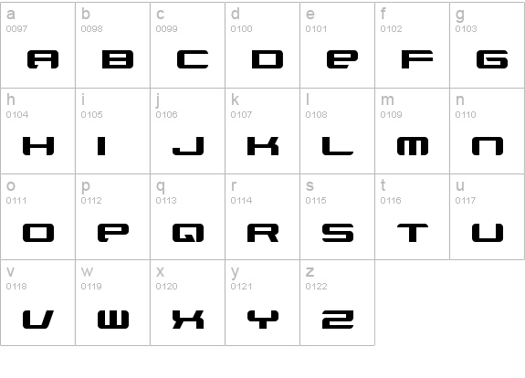 Xenotron Broadstroke lowercase a-z preview