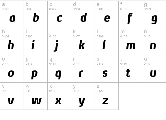 Xenu Black Italic lowercase a-z preview