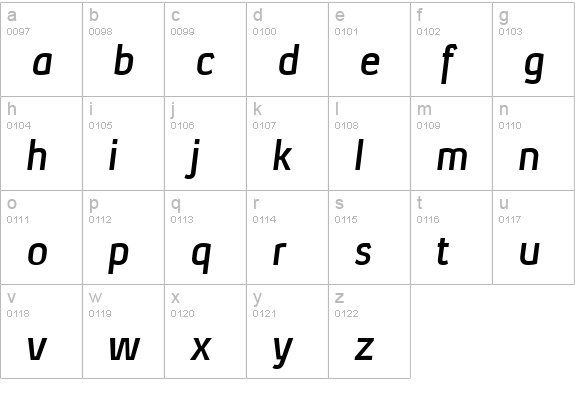 Xenu Bold Italic lowercase a-z preview