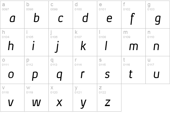 Xenu Italic lowercase a-z preview