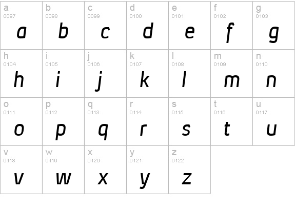 Xenu Semibold Italic lowercase a-z preview