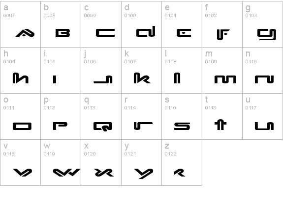 Xephyr Expanded lowercase a-z preview