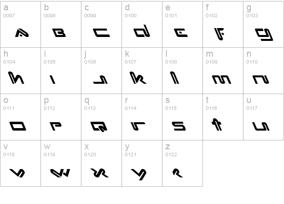 Xephyr Leftalic lowercase a-z preview