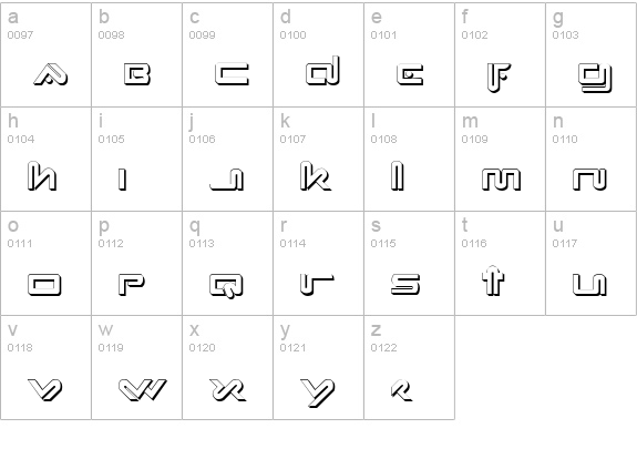 Xephyr Shadow lowercase a-z preview