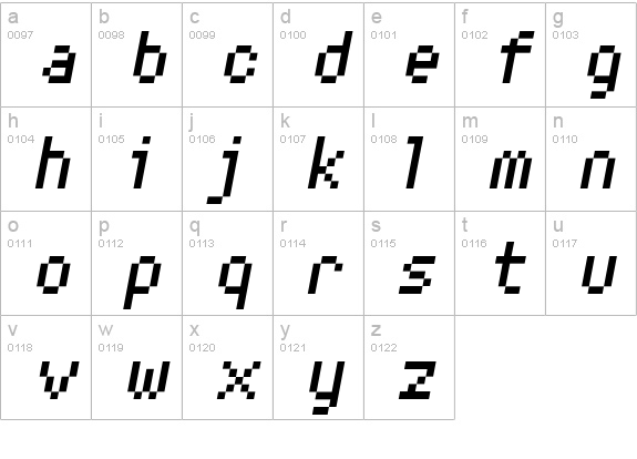 XERXES-SIXOBLIQUE lowercase a-z preview
