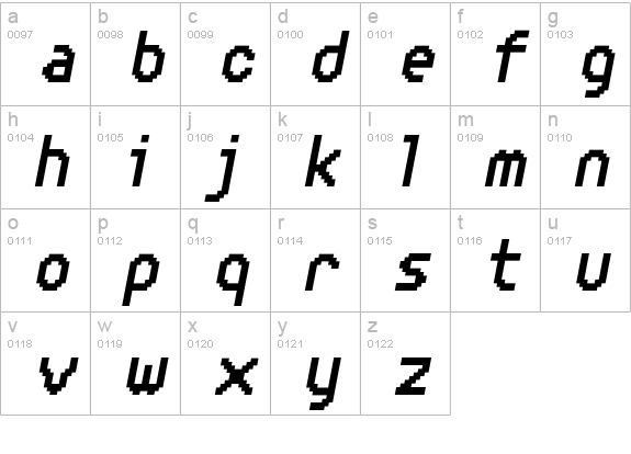 XERXES-TWELVEOBLIQUE lowercase a-z preview