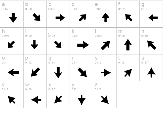 XIngyArrowsBetween lowercase a-z preview