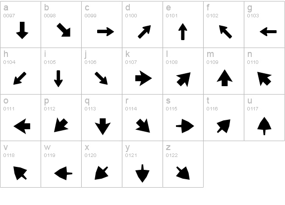 XIngyArrowsTwo lowercase a-z preview