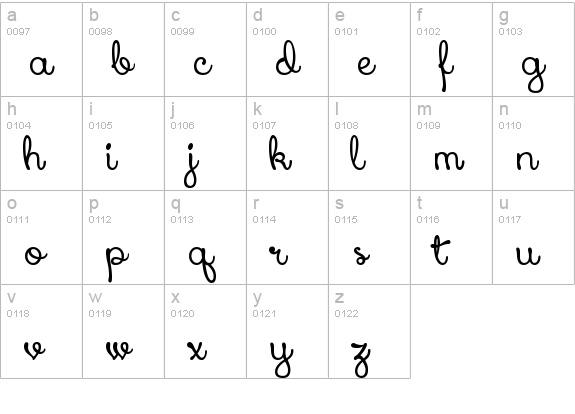 Xiomara lowercase a-z preview