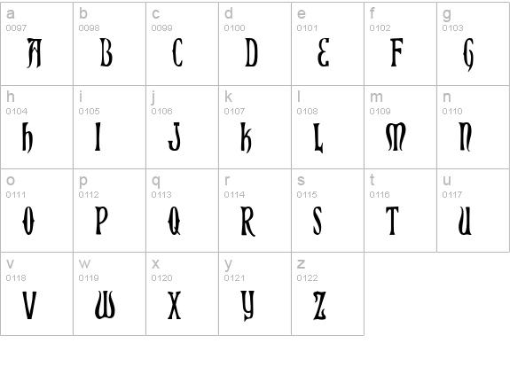 Xiphos Condensed lowercase a-z preview