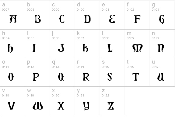 Xiphos Expanded lowercase a-z preview
