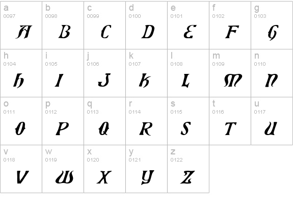 Xiphos Expanded Italic lowercase a-z preview