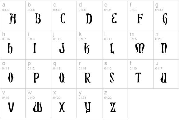 Xiphos Horror lowercase a-z preview