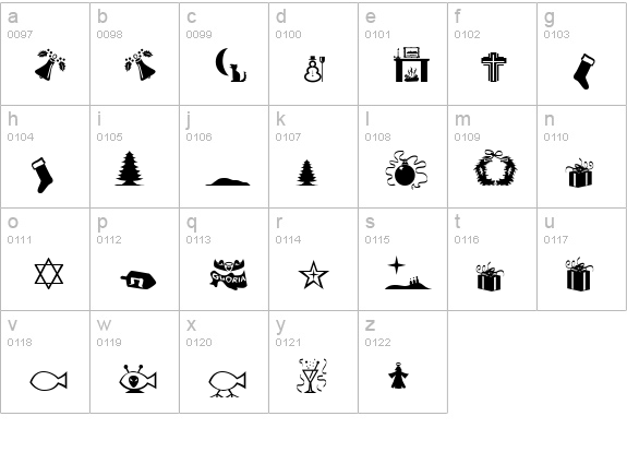 Xmas 97 lowercase a-z preview