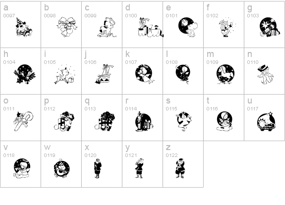 XmasPromotionsSymbols lowercase a-z preview