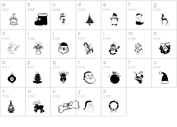 XmasTyme 1 lowercase a-z preview