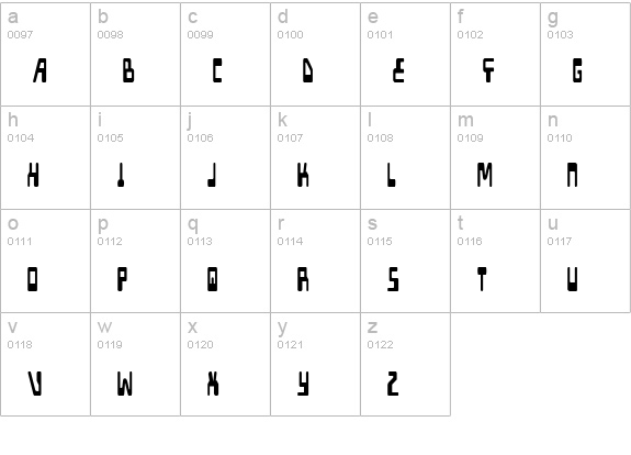 XPED Condensed lowercase a-z preview