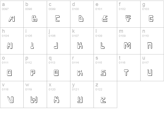 XPED Shadow lowercase a-z preview
