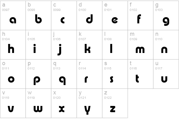 Xpress SF Bold lowercase a-z preview